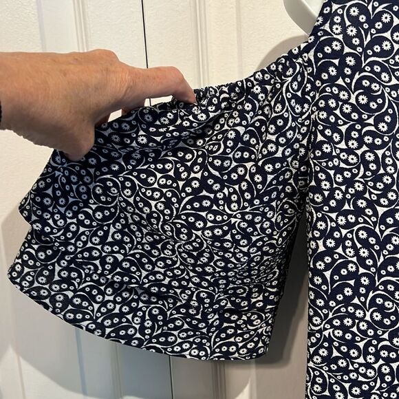 Michael Michael Kors Navy/White Short Sleeve Cold Shoulder Top Size M - Picture 10 of 12